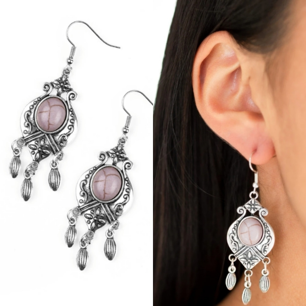 Silver and sandstone earrings